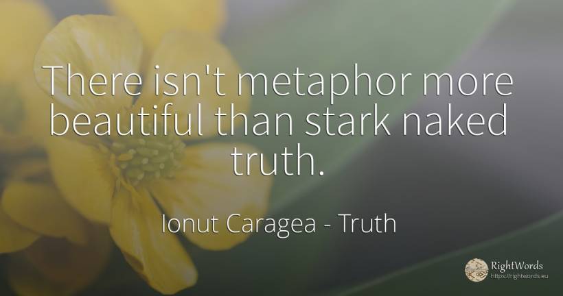 There isn't metaphor more beautiful than stark naked truth. - Ionuț Caragea (Snowdon King), quote about truth