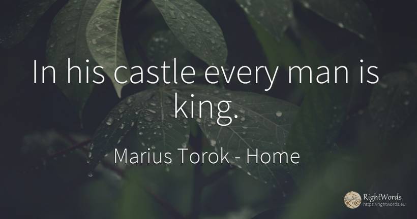 In his castle every man is king. - Marius Torok (Darius Domcea), quote about home, man