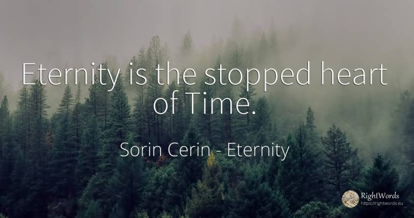 Eternity is the stopped heart of Time. - Sorin Cerin, quote about eternity, wisdom, heart, time