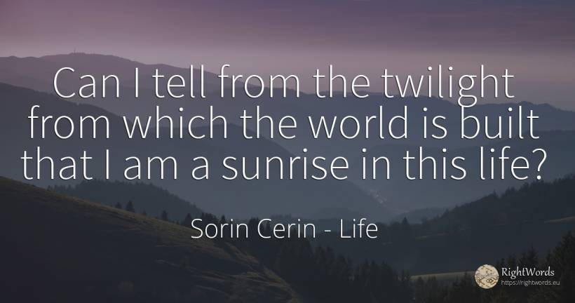 Can I tell from the twilight from which the world is... - Sorin Cerin, quote about life, wisdom, world