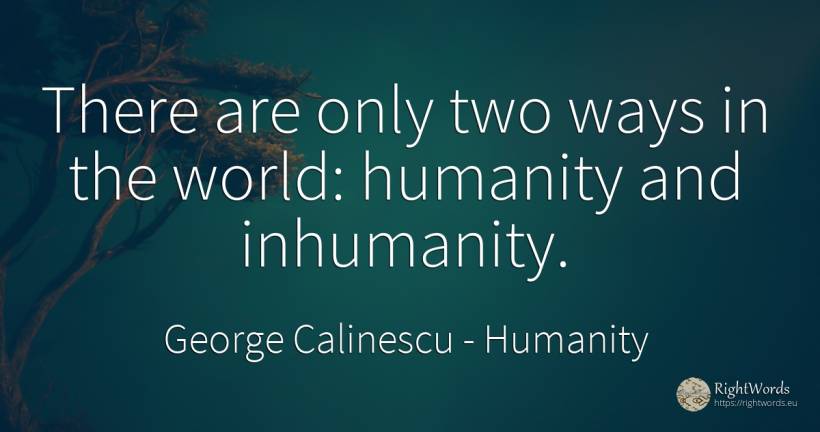 There are only two ways in the world: humanity and... - George Calinescu, quote about humanity, world