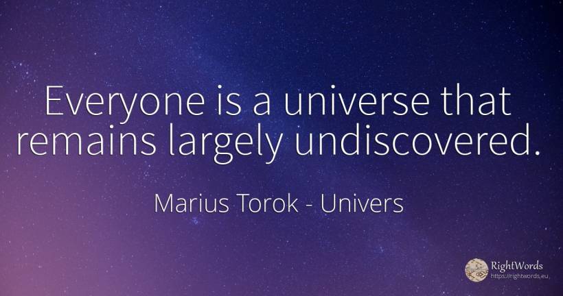 Everyone is a universe that remains largely undiscovered. - Marius Torok (Darius Domcea), quote about univers
