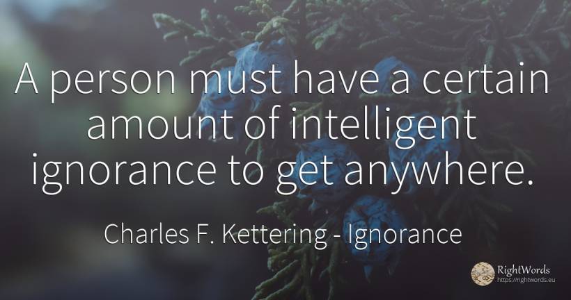 A person must have a certain amount of intelligent... - Charles F. Kettering, quote about ignorance, people