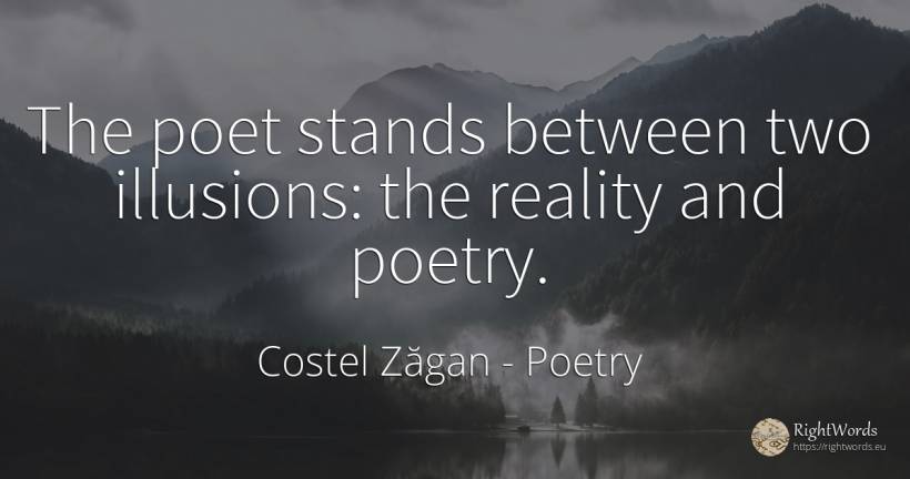 The poet stands between two illusions: the reality and... - Costel Zăgan, quote about poetry, reality, poets