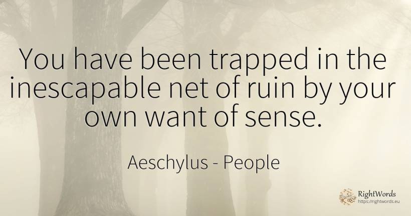 You have been trapped in the inescapable net of ruin by... - Aeschylus, quote about people, common sense, sense