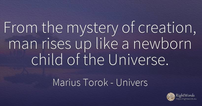 From the mystery of creation, man rises up like a newborn... - Marius Torok (Darius Domcea), quote about univers, creation, children, man