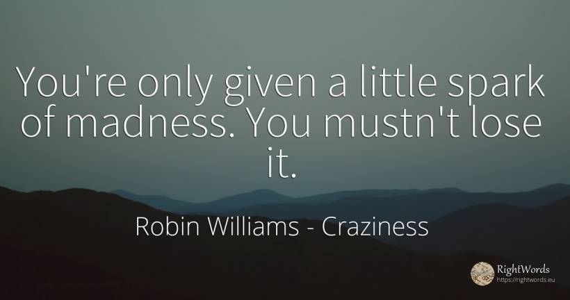 You're only given a little spark of madness. You mustn't... - Robin Williams, quote about craziness