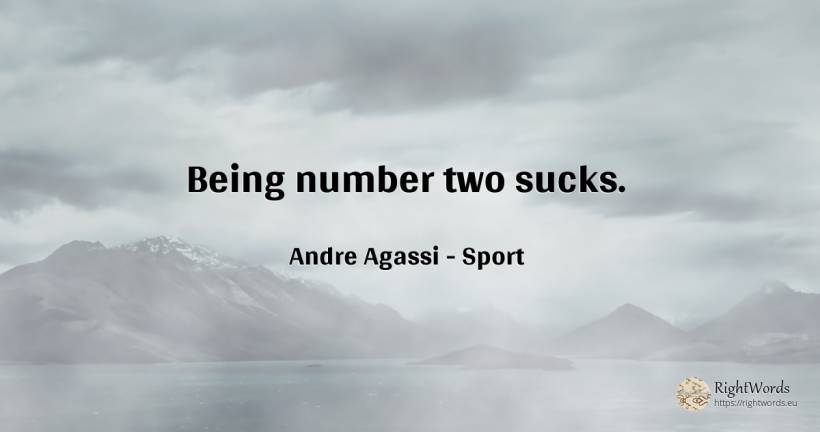 Being number two sucks. - Andre Agassi, quote about sport, numbers, being