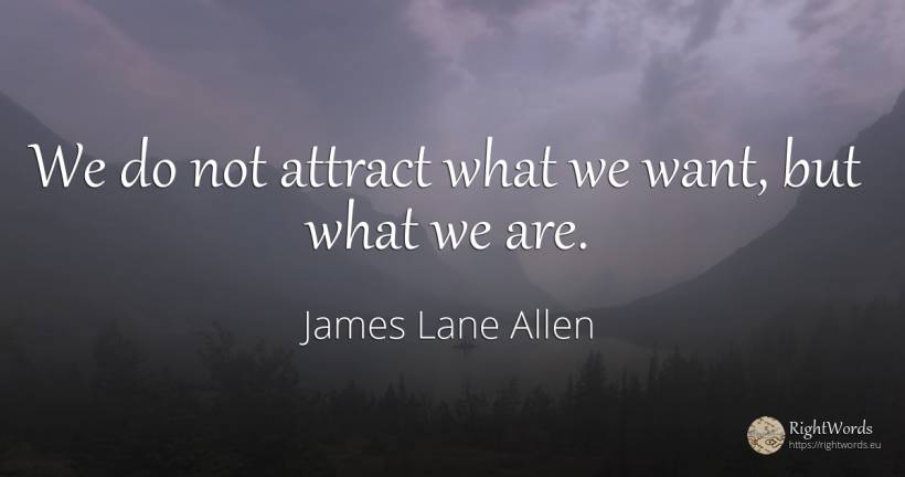 We do not attract what we want, but what we are. - James Lane Allen