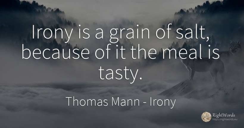 Irony is a grain of salt, because of it the meal is tasty. - Thomas Mann, quote about irony