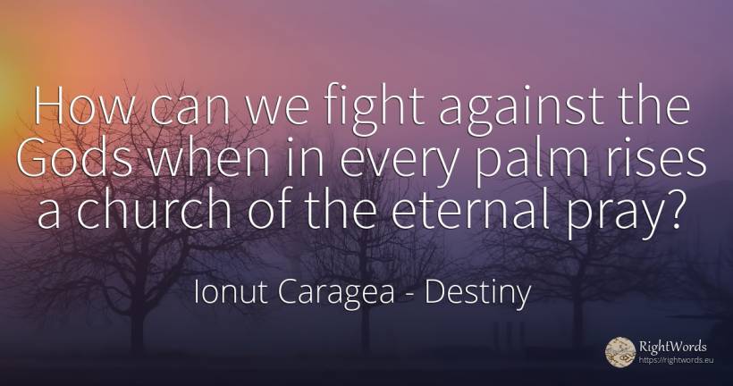 How can we fight against the Gods when in every palm... - Ionuț Caragea (Snowdon King), quote about destiny, pray, fight