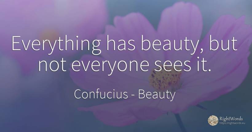 Everything has beauty, but not everyone sees it. - Confucius, quote about beauty