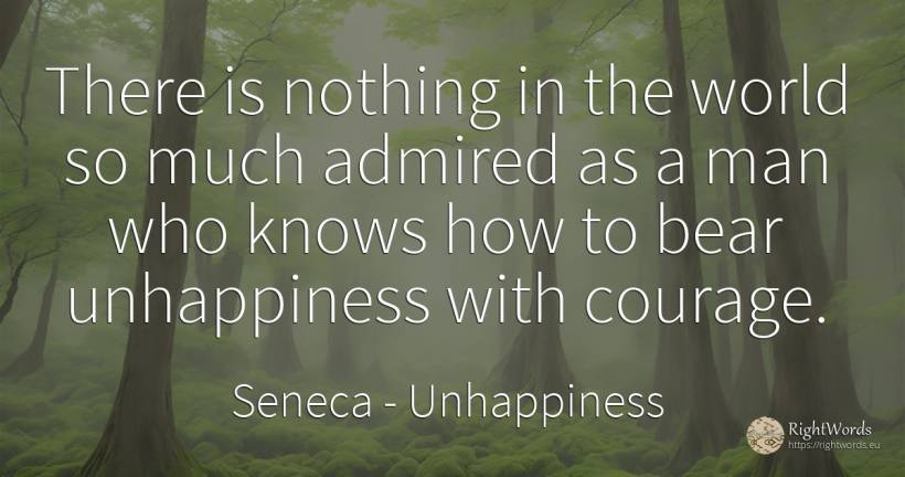 There is nothing in the world so much admired as a man... - Seneca (Seneca The Younger), quote about unhappiness, courage, nothing, world, man