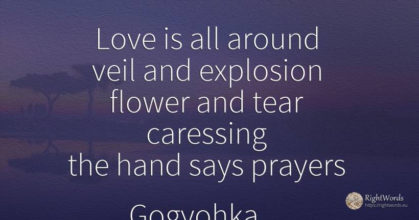 Love is all around veil and explosion flower and tear... - Costel Zăgan, quote about garden, love