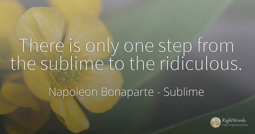 There is only one step from the sublime to the ridiculous. - Napoleon Bonaparte, quote about sublime