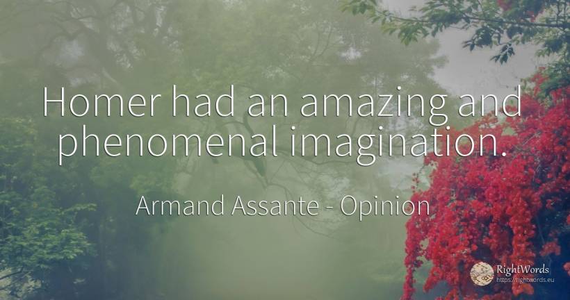 Homer had an amazing and phenomenal imagination. - Armand Assante, quote about opinion, imagination
