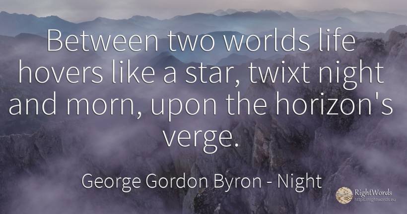 Between two worlds life hovers like a star, twixt night... - George Gordon Byron, quote about celebrity, night, life