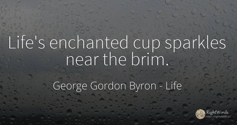 Life's enchanted cup sparkles near the brim. - George Gordon Byron, quote about life
