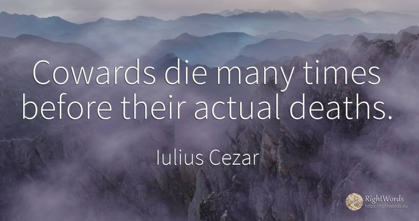 Cowards die many times before their actual deaths. - Iulius Cezar