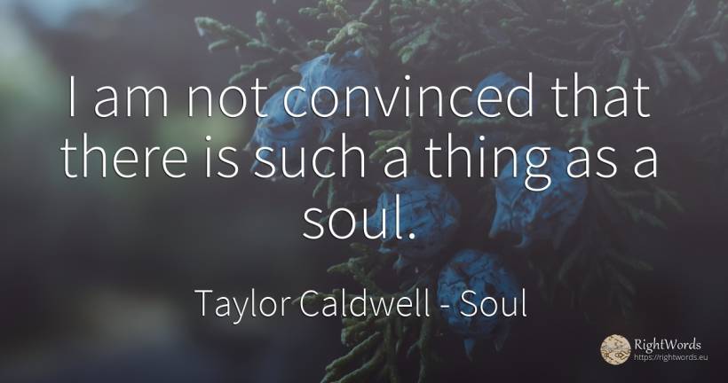 I am not convinced that there is such a thing as a soul. - Taylor Caldwell, quote about soul, things