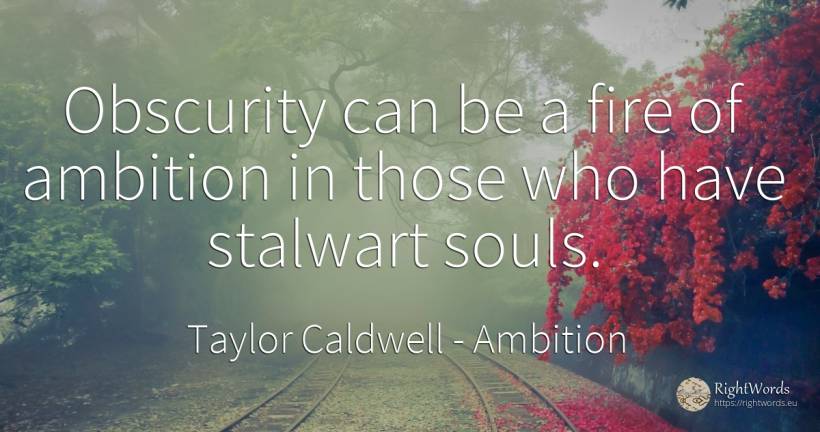Obscurity can be a fire of ambition in those who have... - Taylor Caldwell, quote about ambition, fire, fire brigade