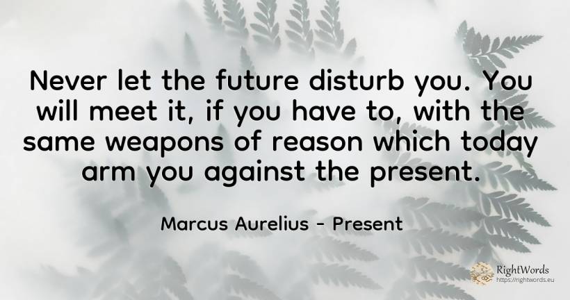 Never let the future disturb you. You will meet it, if... - Marcus Aurelius (Marcus Catilius Severus), quote about present, future, reason