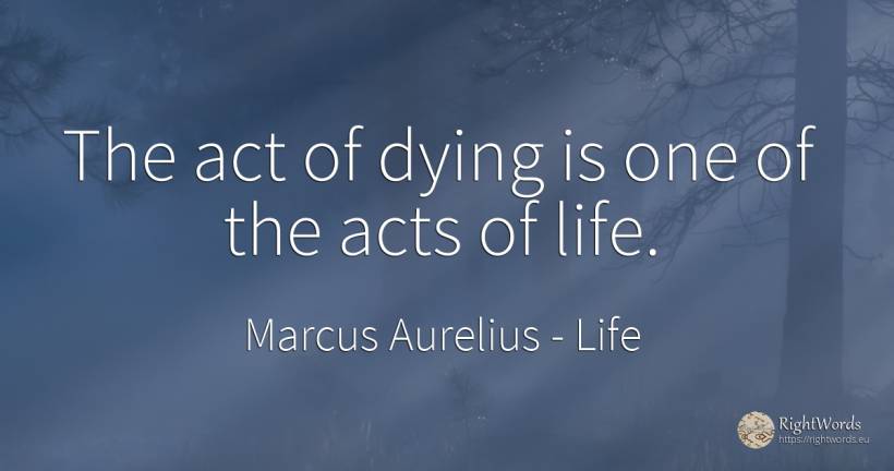 The act of dying is one of the acts of life. - Marcus Aurelius (Marcus Catilius Severus), quote about life