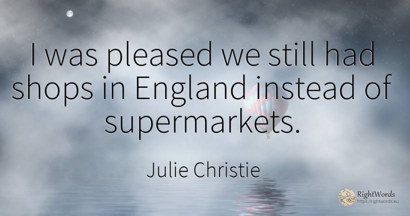I was pleased we still had shops in England instead of... - Julie Christie