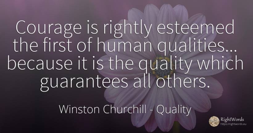 Courage is rightly esteemed the first of human... - Winston Churchill, quote about quality, courage, human imperfections