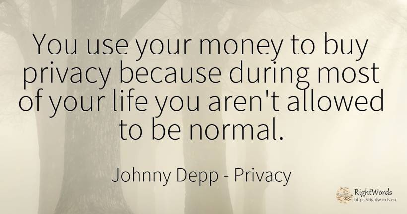 You use your money to buy privacy because during most of... - Johnny Depp, quote about privacy, commerce, use, money, life