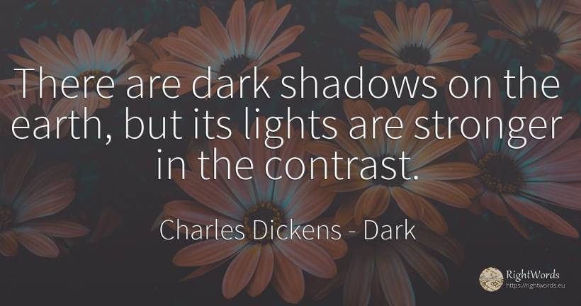 There are dark shadows on the earth, but its lights are... - Charles Dickens, quote about dark, earth