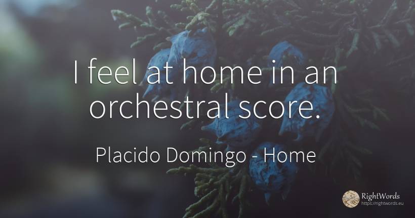 I feel at home in an orchestral score. - Placido Domingo, quote about home