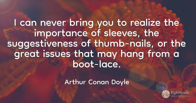 I can never bring you to realize the importance of... - Arthur Conan Doyle