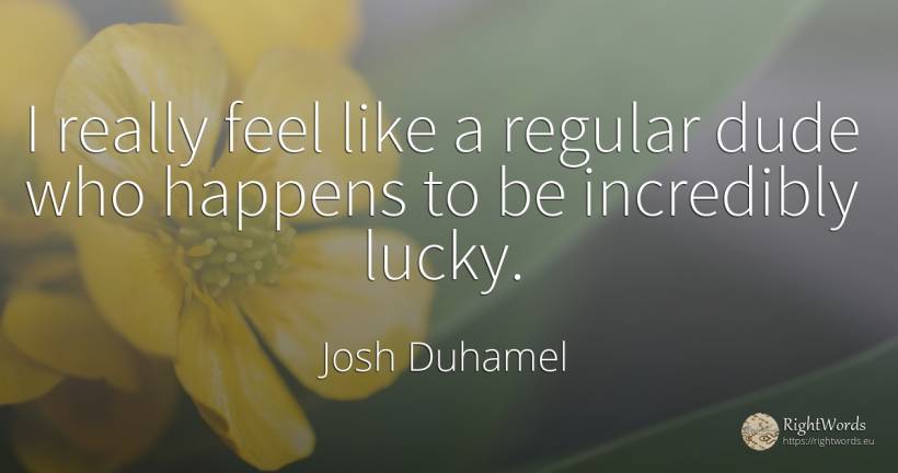 I really feel like a regular dude who happens to be... - Josh Duhamel