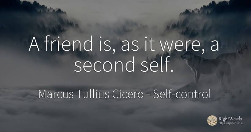 A friend is, as it were, a second self. - Marcus Tullius Cicero, quote about self-control