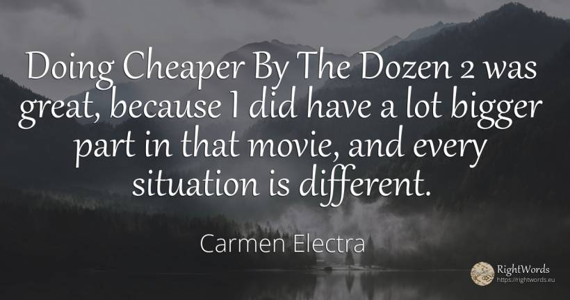 Doing Cheaper By The Dozen 2 was great, because I did... - Carmen Electra