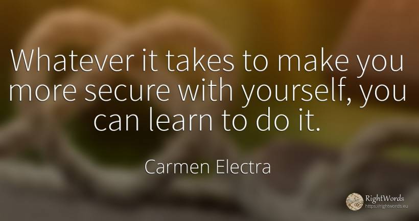 Whatever it takes to make you more secure with yourself, ... - Carmen Electra