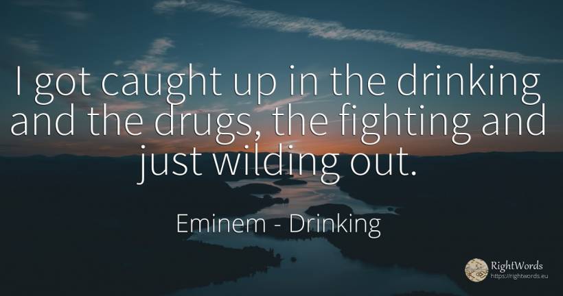 I got caught up in the drinking and the drugs, the... - Eminem, quote about drinking, drugs