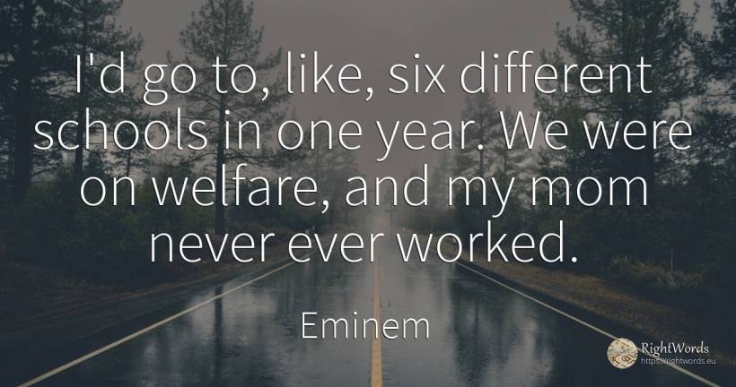 I'd go to, like, six different schools in one year. We... - Eminem