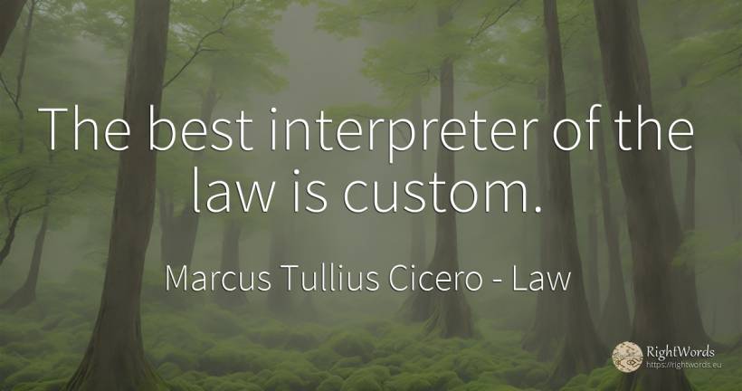 The best interpreter of the law is custom. - Marcus Tullius Cicero, quote about law