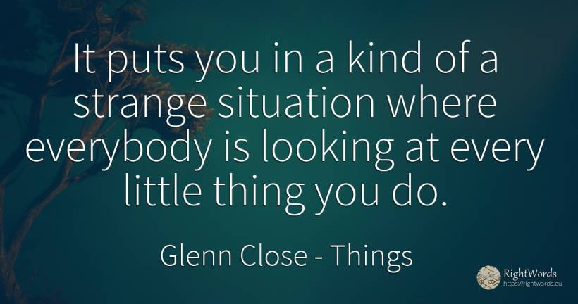 It puts you in a kind of a strange situation where... - Glenn Close, quote about things