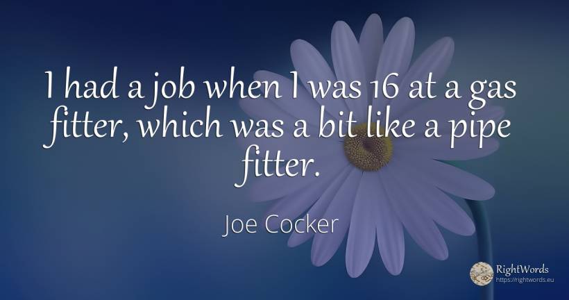 I had a job when I was 16 at a gas fitter, which was a... - Joe Cocker