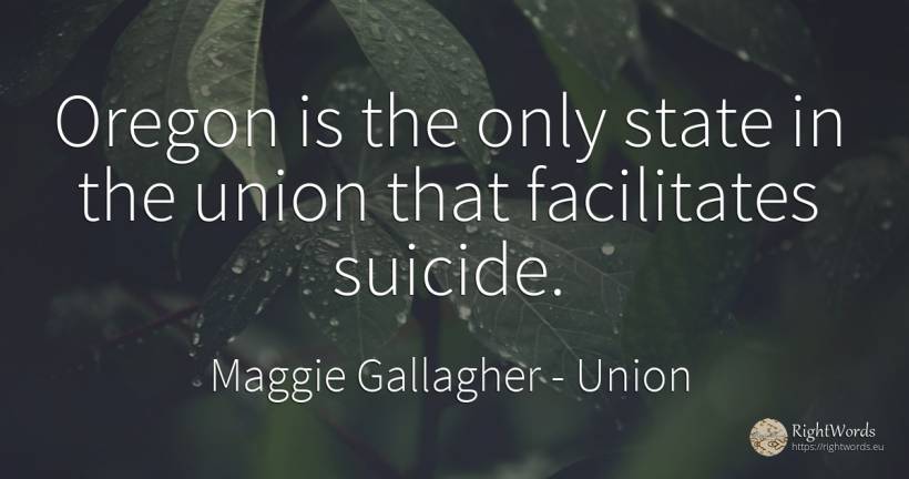 Oregon is the only state in the union that facilitates... - Maggie Gallagher, quote about union, state
