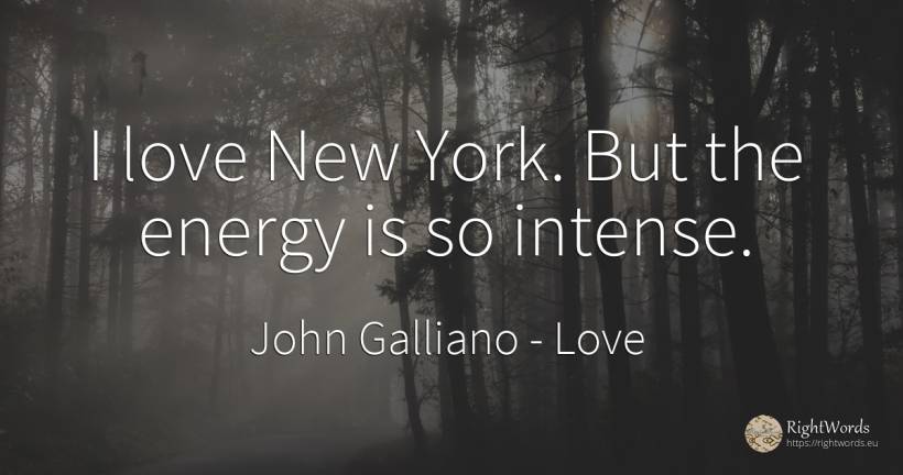 I love New York. But the energy is so intense. - John Galliano, quote about love