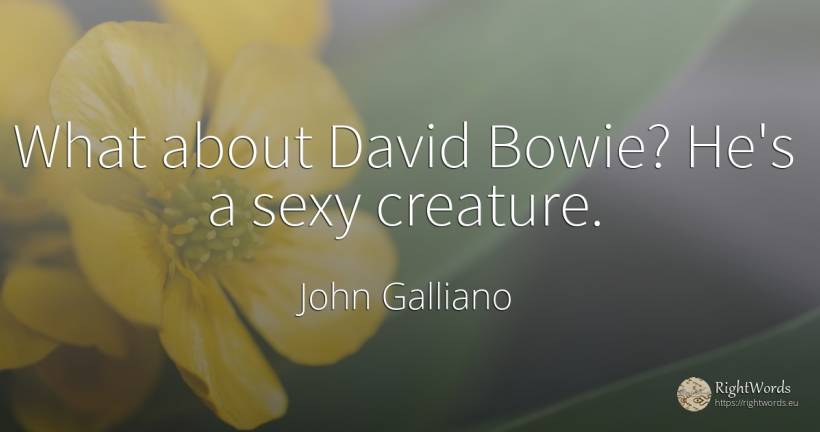 What about David Bowie? He's a sexy creature. - John Galliano, quote about sex