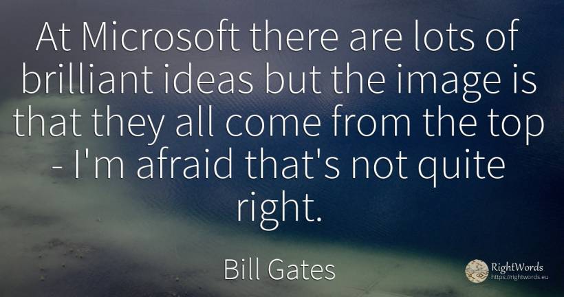 At Microsoft there are lots of brilliant ideas but the... - Bill Gates, quote about rightness