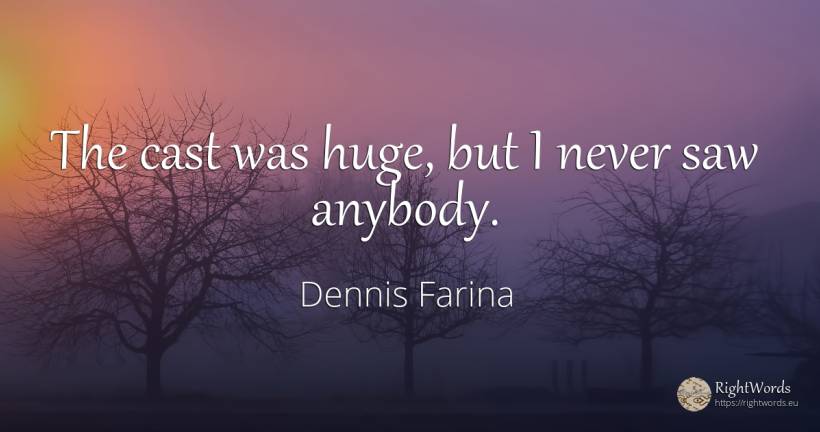 The cast was huge, but I never saw anybody. - Dennis Farina