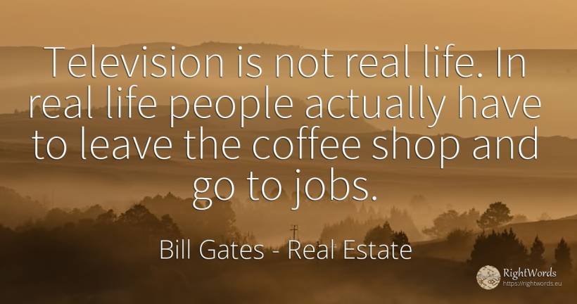 Television is not real life. In real life people actually... - Bill Gates, quote about real estate, television, life, people