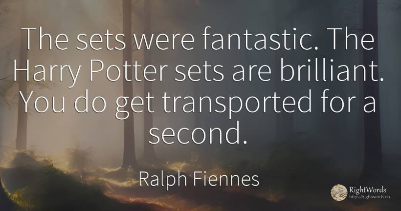 The sets were fantastic. The Harry Potter sets are... - Ralph Fiennes