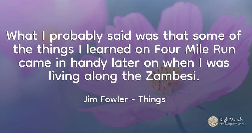 What I probably said was that some of the things I... - Jim Fowler, quote about things